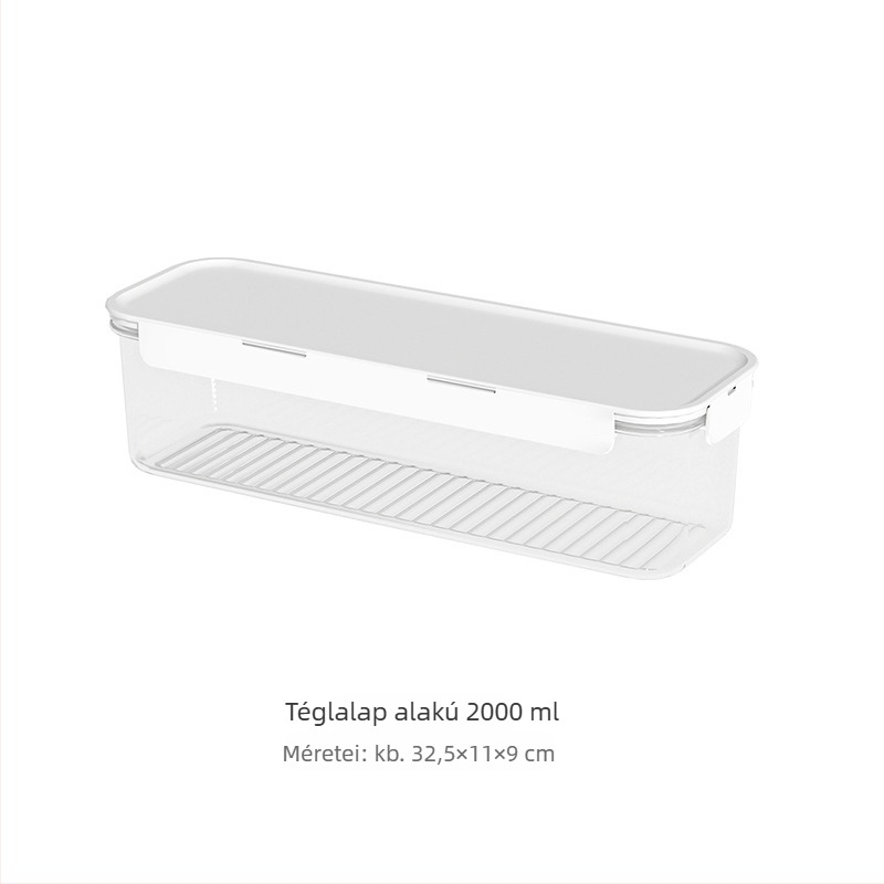Téglalap alakú fedeles ételtároló doboz konyhára, hűtőbe és mikrohullámú sütőbe – zárható ebédes doboz ételre és gyümölcsre