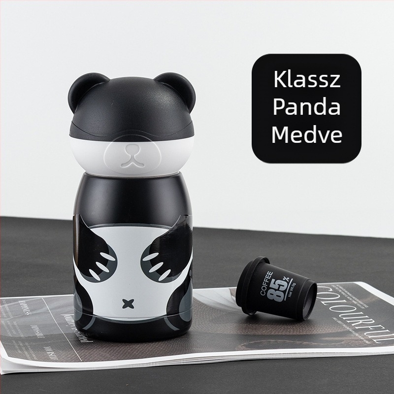 Panda Mini Szigetelt Termosz Pohár – Rajzfilm Dizájn, Belső 304 Rozsdamentes acél, Külső 201 Rozsdamentes acél