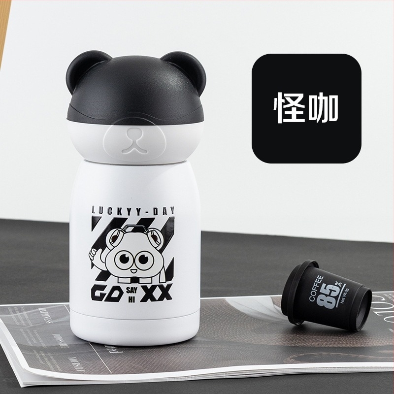 Panda Mini Szigetelt Termosz Pohár – Rajzfilm Dizájn, Belső 304 Rozsdamentes acél, Külső 201 Rozsdamentes acél