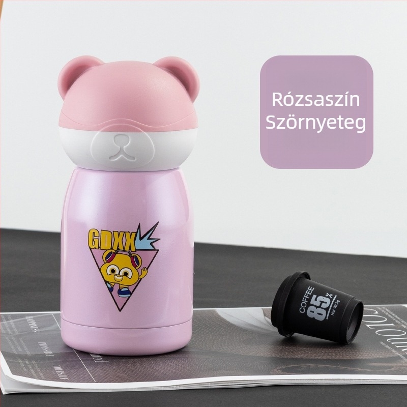 Panda Mini Szigetelt Termosz Pohár – Rajzfilm Dizájn, Belső 304 Rozsdamentes acél, Külső 201 Rozsdamentes acél