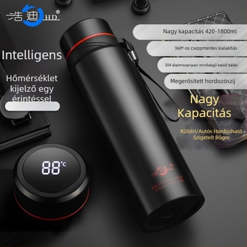Haodi 304 rozsdamentes acélból készült termosz pohár, nagy kapacitású, pánttal, teás rekesz, hordozható