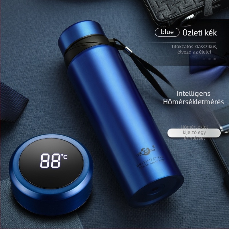 Haodi 304 rozsdamentes acélból készült termosz pohár, nagy kapacitású, pánttal, teás rekesz, hordozható