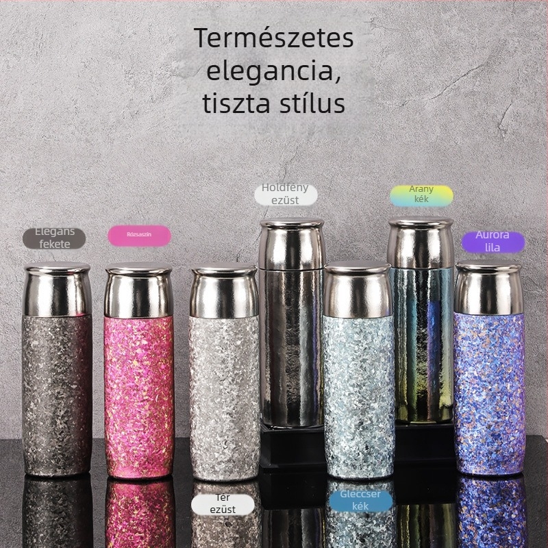 Tiszta titániumból készült, dupla falú vákuum termosz mágneses fedéllel, tea–víz elválasztással — egészséges tea, elegáns ajándék