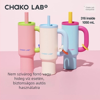 Chakolab Óriás szívószálas termosz, nagy kapacitású rozsdamentes acélból
