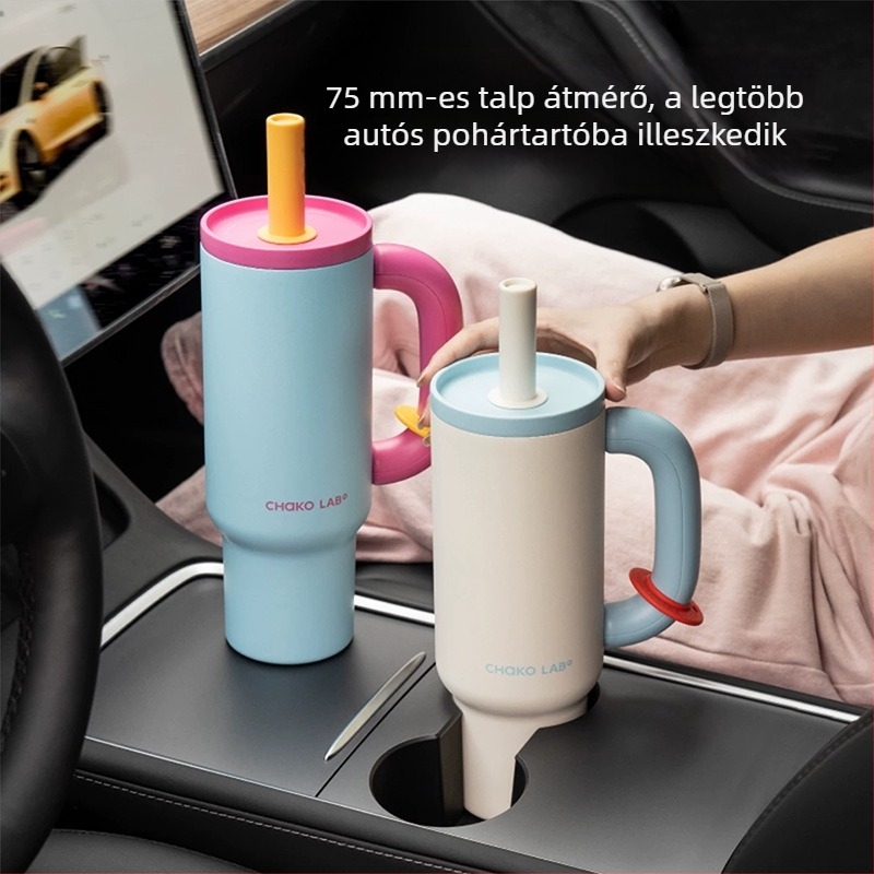 Chakolab Óriás szívószálas termosz, nagy kapacitású rozsdamentes acélból