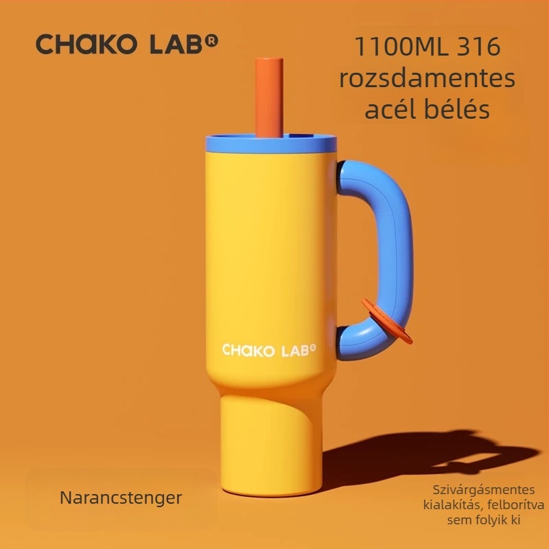 Chakolab Óriás szívószálas termosz, nagy kapacitású rozsdamentes acélból