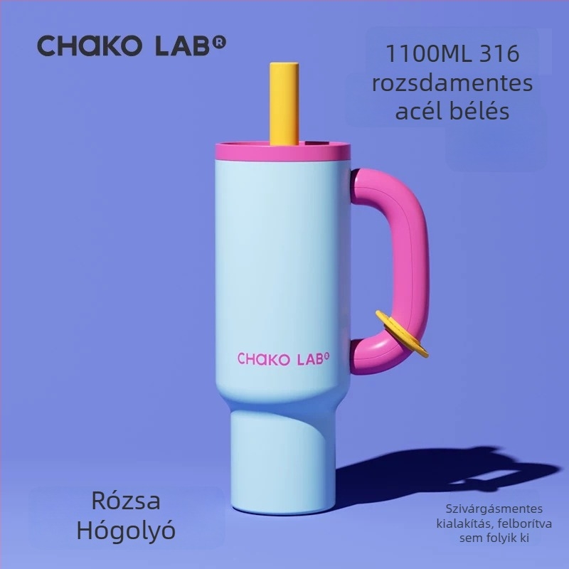 Chakolab Óriás szívószálas termosz, nagy kapacitású rozsdamentes acélból