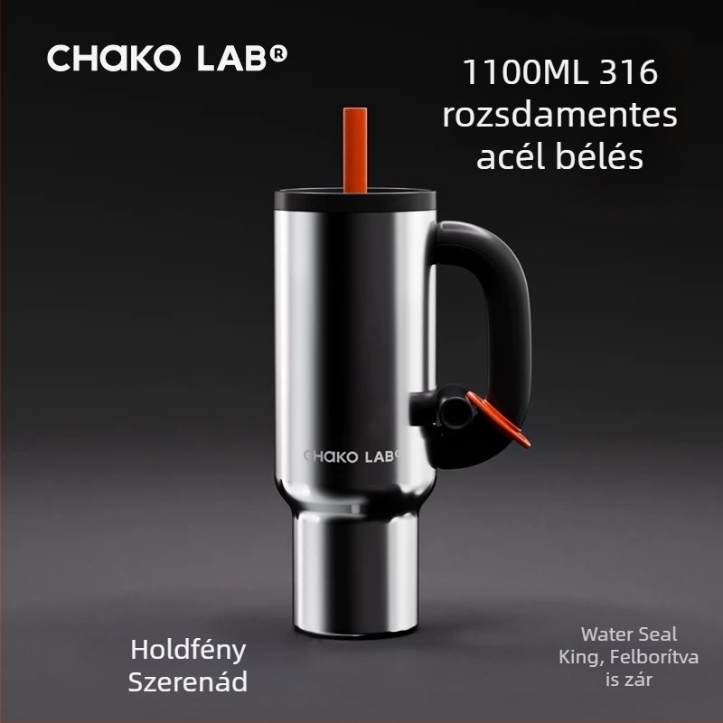 Chakolab Óriás szívószálas termosz, nagy kapacitású rozsdamentes acélból