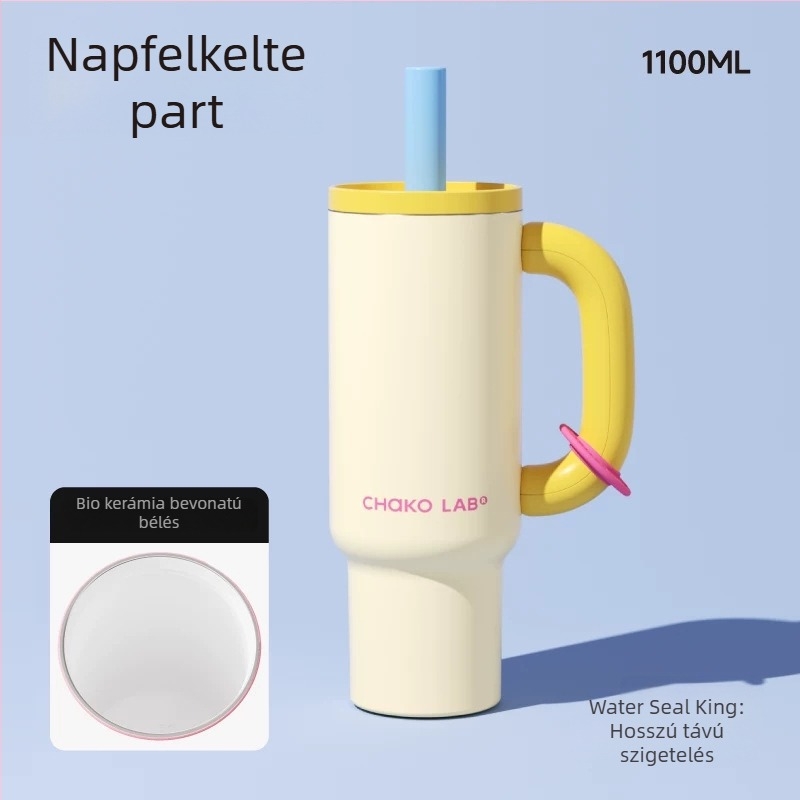 Chakolab Óriás szívószálas termosz, nagy kapacitású rozsdamentes acélból