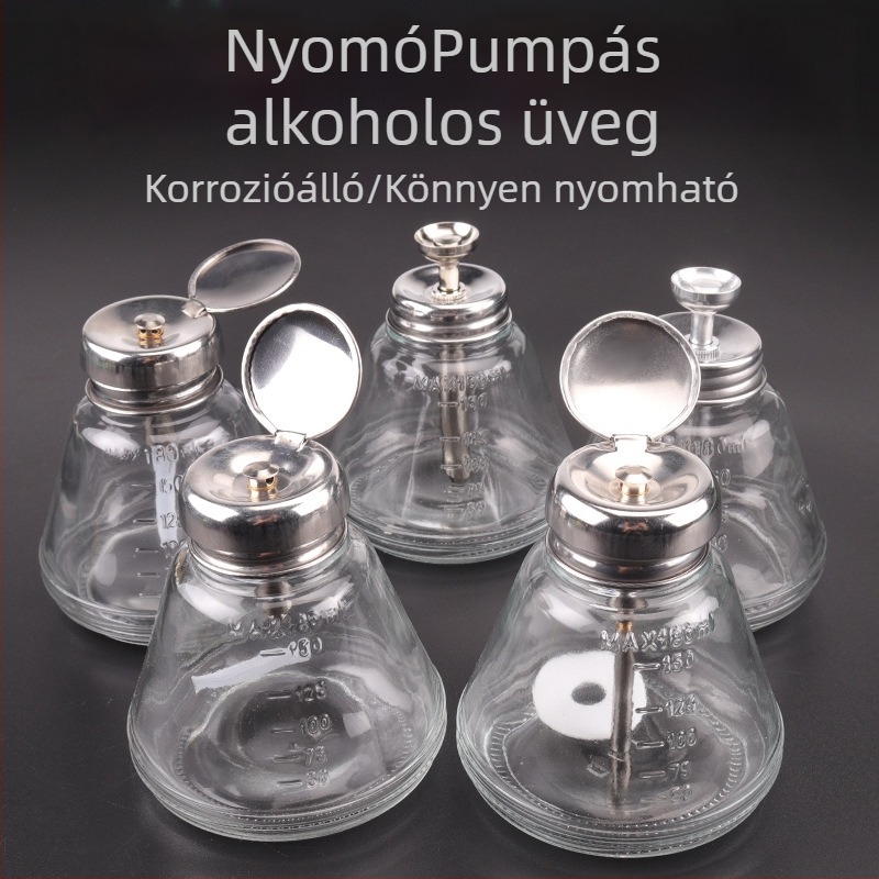 180 ml-es üveg alkoholhoz, pumpás kivitel, ipari használat, korrózióálló, antistatikus, vastított, rézmaggal