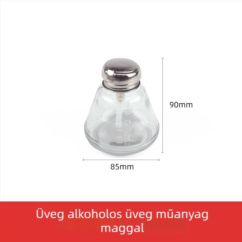 180 ml-es üveg alkoholhoz, pumpás kivitel, ipari használat, korrózióálló, antistatikus, vastított, rézmaggal