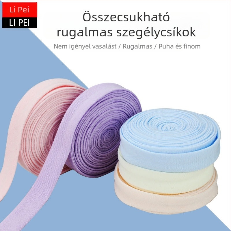 Pamutból dekoratív, kötött, elasztikus szegélyző szalag ruhákhoz
