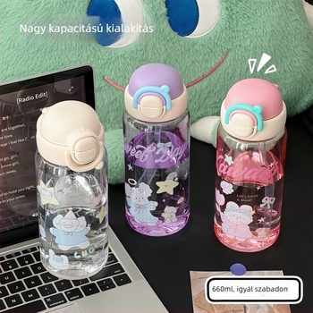Aranyos pohár pop-up fedéllel, átlátszó műanyagból, kétoldali ivónyílással, hordozható, nagy kapacitású, diákok számára