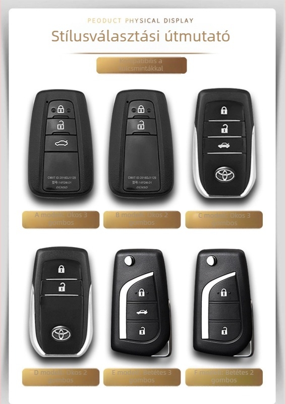 Bőr kulcsfob tok Toyota Camry, Corolla, Avalon, RAV4, C-HR és Highlander modellekhez