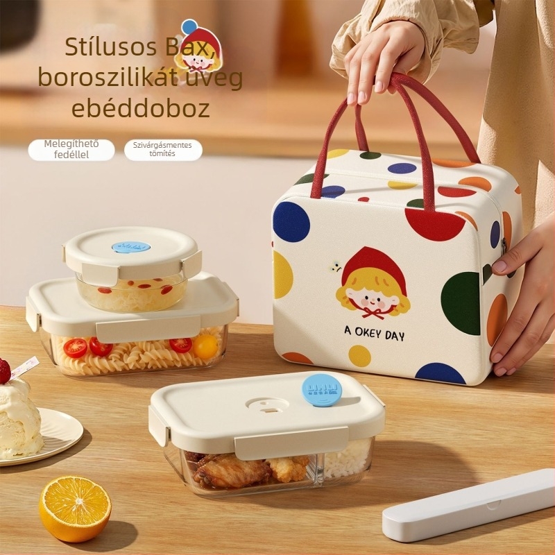 2026-os új üveg ebédes doboz, mikrózható, munkahelyre szánt, Bento doboz, frissesség megőrző tároló