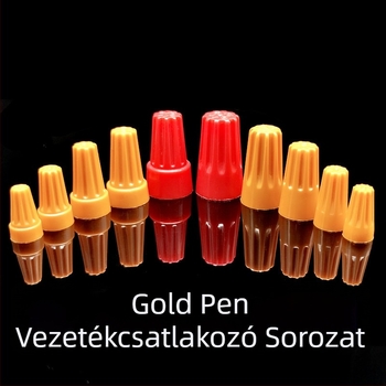 Gold-Pen színű rugós csavaros terminál sapka, spirál vezeték terminál, kézi csavar terminál sapka, crimp sapka, zárt terminál, tanúsított