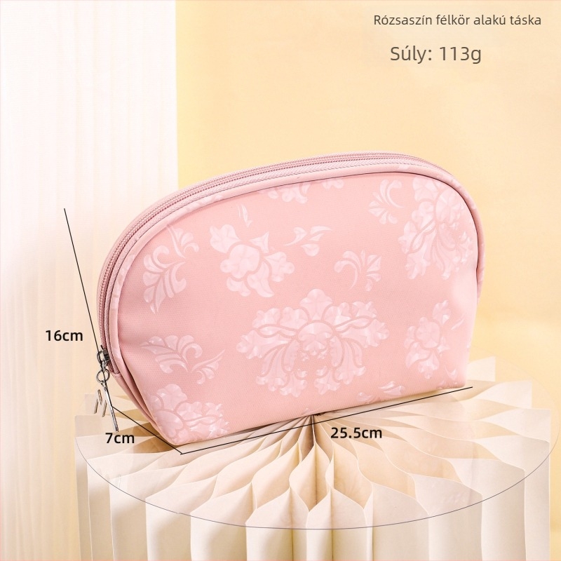 PU vízálló sminktáska, elegáns félkör alakú clutch rúzs tárolására, utazáshoz
