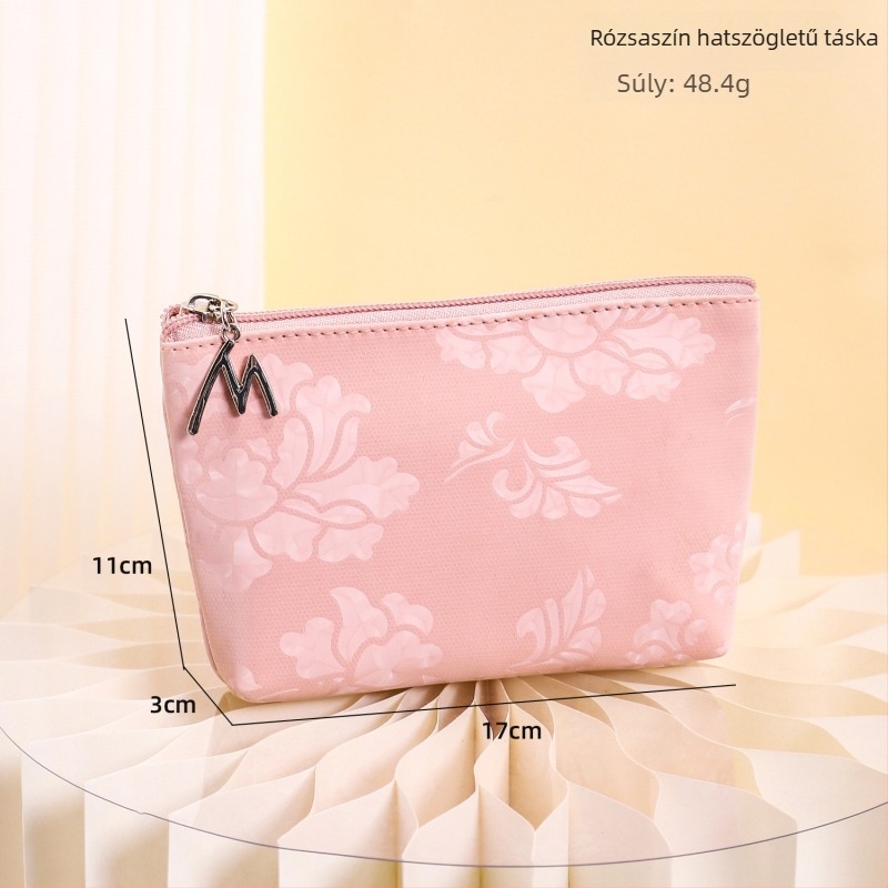 PU vízálló sminktáska, elegáns félkör alakú clutch rúzs tárolására, utazáshoz
