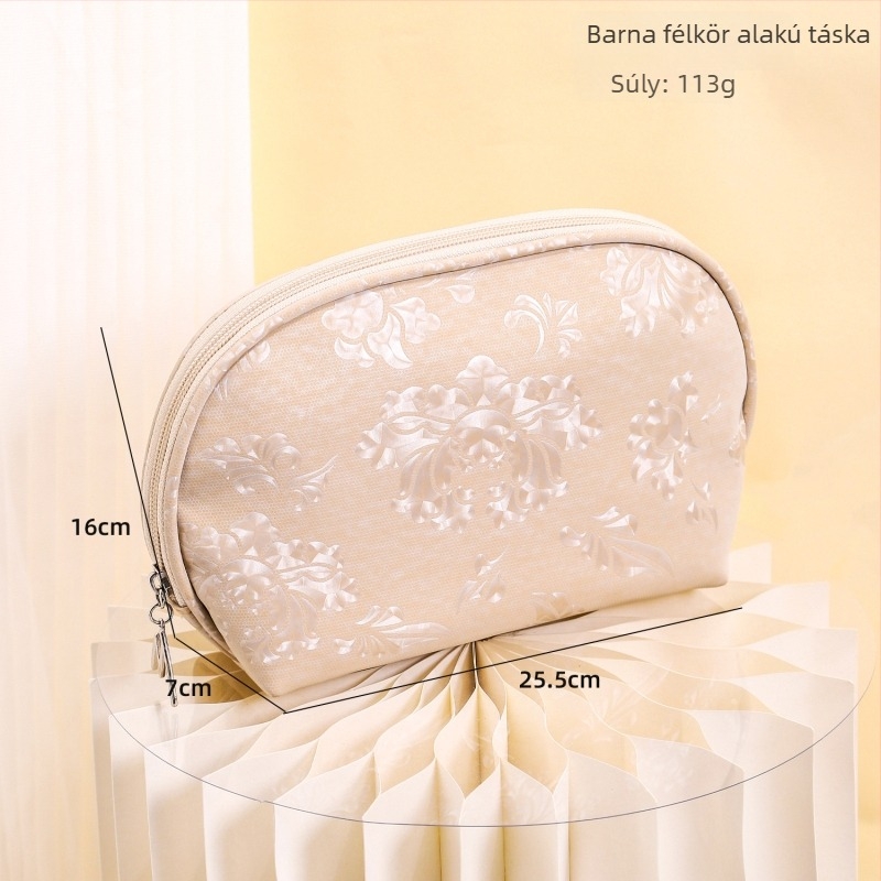 PU vízálló sminktáska, elegáns félkör alakú clutch rúzs tárolására, utazáshoz