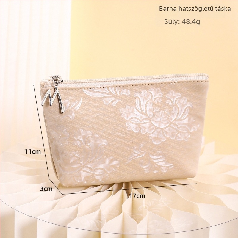 PU vízálló sminktáska, elegáns félkör alakú clutch rúzs tárolására, utazáshoz