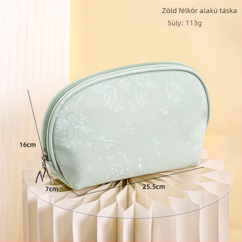 PU vízálló sminktáska, elegáns félkör alakú clutch rúzs tárolására, utazáshoz