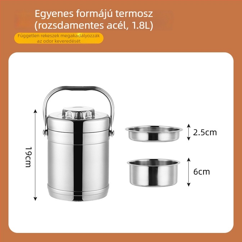 304 rozsdamentes acélból készült, szigetelt ebédes doboz, nagy kapacitású, több rétegű, felnőttek és diákok számára, 1,6 L / 2,2 L