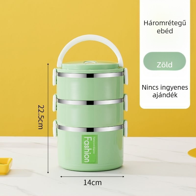 Élelmiszer-minőségű rozsdamentes acél ebédes doboz, légmentesen záródó, iskolásoknak