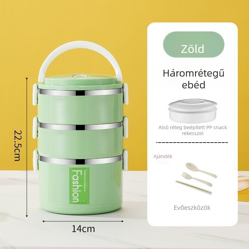 Élelmiszer-minőségű rozsdamentes acél ebédes doboz, légmentesen záródó, iskolásoknak