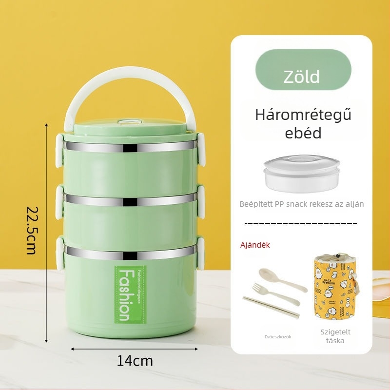 Élelmiszer-minőségű rozsdamentes acél ebédes doboz, légmentesen záródó, iskolásoknak