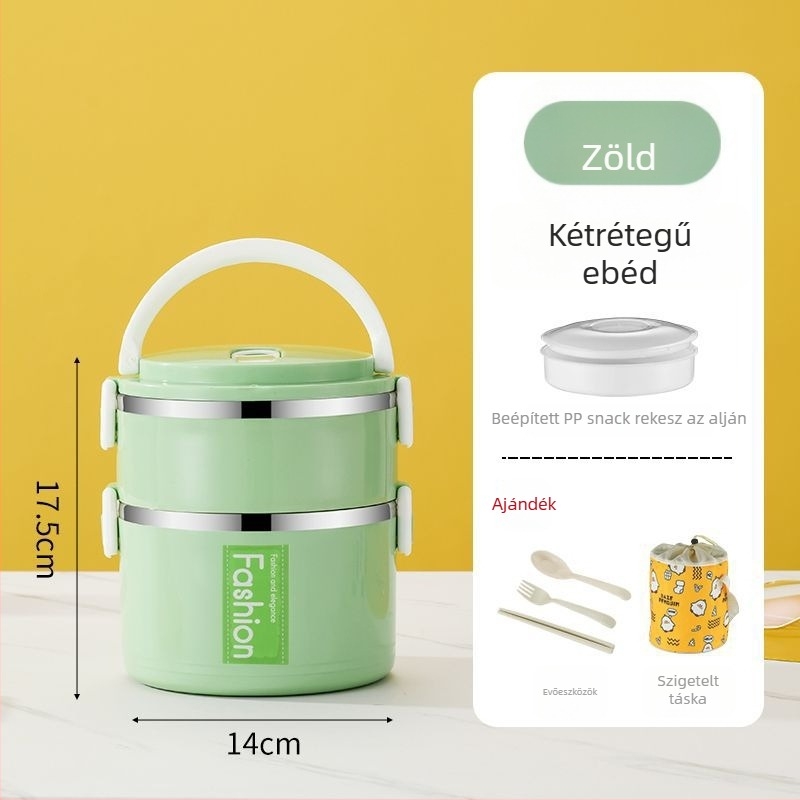 Élelmiszer-minőségű rozsdamentes acél ebédes doboz, légmentesen záródó, iskolásoknak