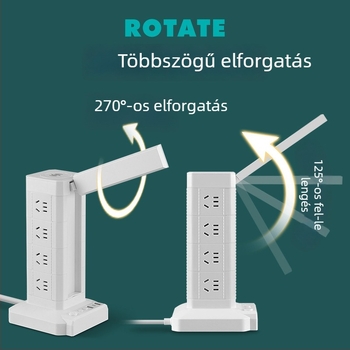 Torony alakú függőleges hosszabbító lámpával és vezeték nélküli töltéssel – otthoni és irodai használatra