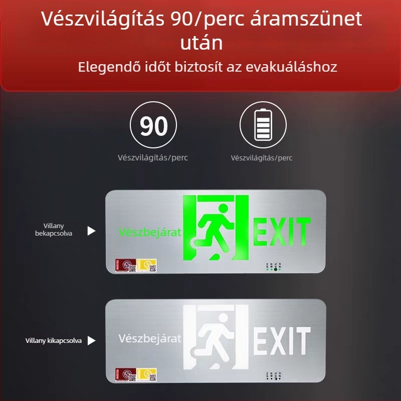 LED tűzvédelmi kijárat jelzőfény, rozsdamentes acélból készült, 36V