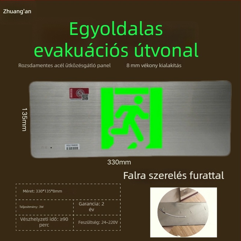 LED tűzvédelmi kijárat jelzőfény, rozsdamentes acélból készült, 36V