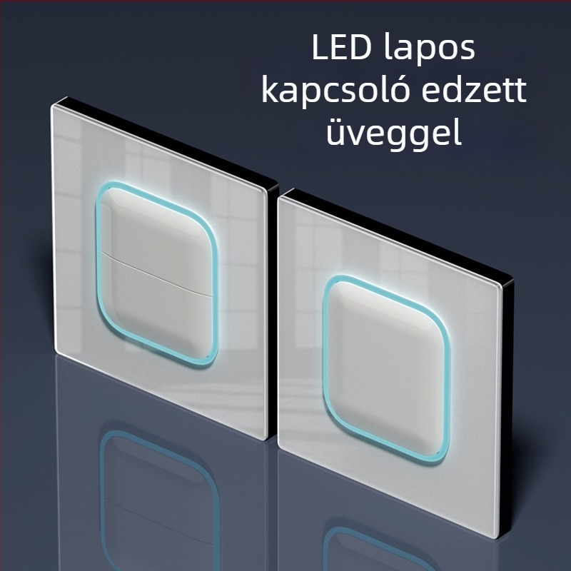 Ultra vékony fehér edzett üveg kapcsoló- és aljzati panel krém színben, típus 86, 1 kapcsoló, 5 lyuk, falra szerelve, visszaállítási funkcióval