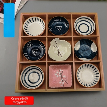 Porcelános mártástál – kör alakú kerámia tál szószokhoz, dumplingokhoz és barbecue-hoz; mikrohullámú sütőben használható; több mintázat
