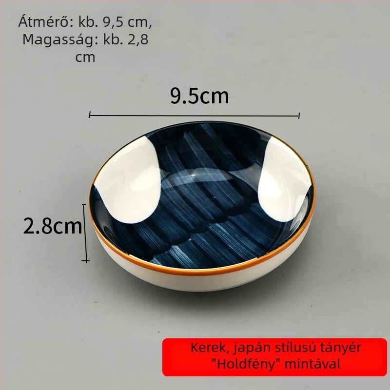 Porcelános mártástál – kör alakú kerámia tál szószokhoz, dumplingokhoz és barbecue-hoz; mikrohullámú sütőben használható; több mintázat