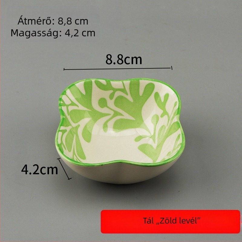 Porcelános mártástál – kör alakú kerámia tál szószokhoz, dumplingokhoz és barbecue-hoz; mikrohullámú sütőben használható; több mintázat