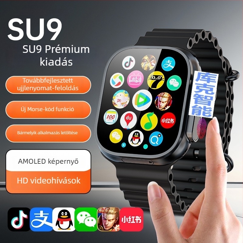 Xiaosumi Yu9 ujjlenyomat-azonosítóval ellátott okosóra, DDR4, 8601C modell, Android SU9A, 2,06 hüvelykes AMOLED kijelző
