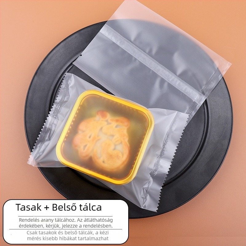Átlátszó, zig-zag élű záródású zacskók nugátos süteményekhez, Mid-Autumn Mooncake, virágos tea por csomagolás