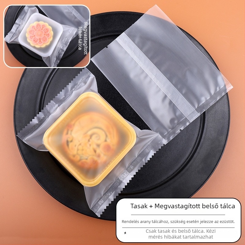 Átlátszó, zig-zag élű záródású zacskók nugátos süteményekhez, Mid-Autumn Mooncake, virágos tea por csomagolás