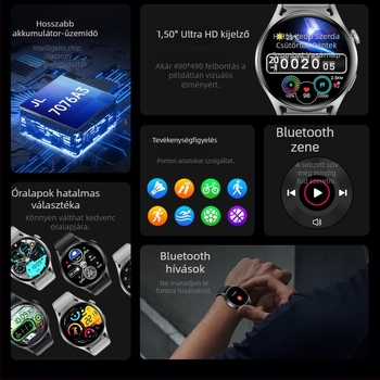 W10 okosóra, Bluetoothos vízálló sportóra NFC offline fizetéssel, 1,52 hüvelykes HD TFT kijelző
