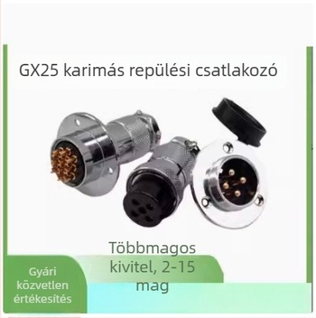 GX25-2 repülőgép-ccsatlakozó, 3–8 ér, 9/10P12 mag, flangiás női–férfi DF25M csatlakozó