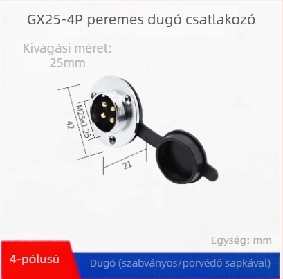 GX25-2 repülőgép-ccsatlakozó, 3–8 ér, 9/10P12 mag, flangiás női–férfi DF25M csatlakozó
