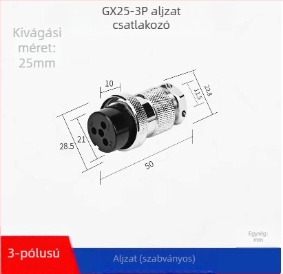 GX25-2 repülőgép-ccsatlakozó, 3–8 ér, 9/10P12 mag, flangiás női–férfi DF25M csatlakozó