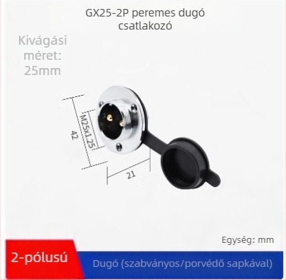 GX25-2 repülőgép-ccsatlakozó, 3–8 ér, 9/10P12 mag, flangiás női–férfi DF25M csatlakozó