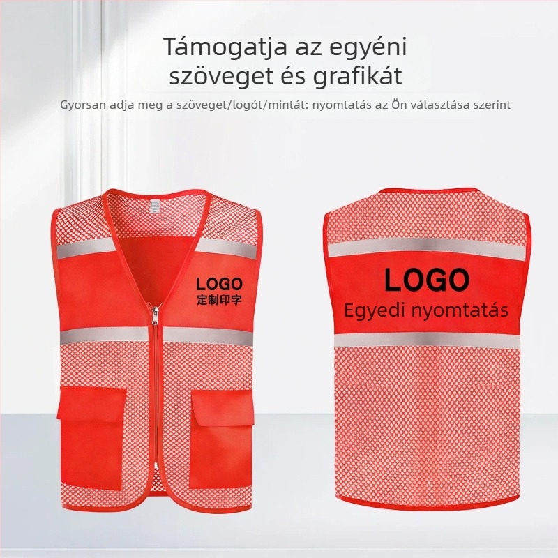 Reflexiós mellény hálós anyagból, lélegző, nyomtatott logóval