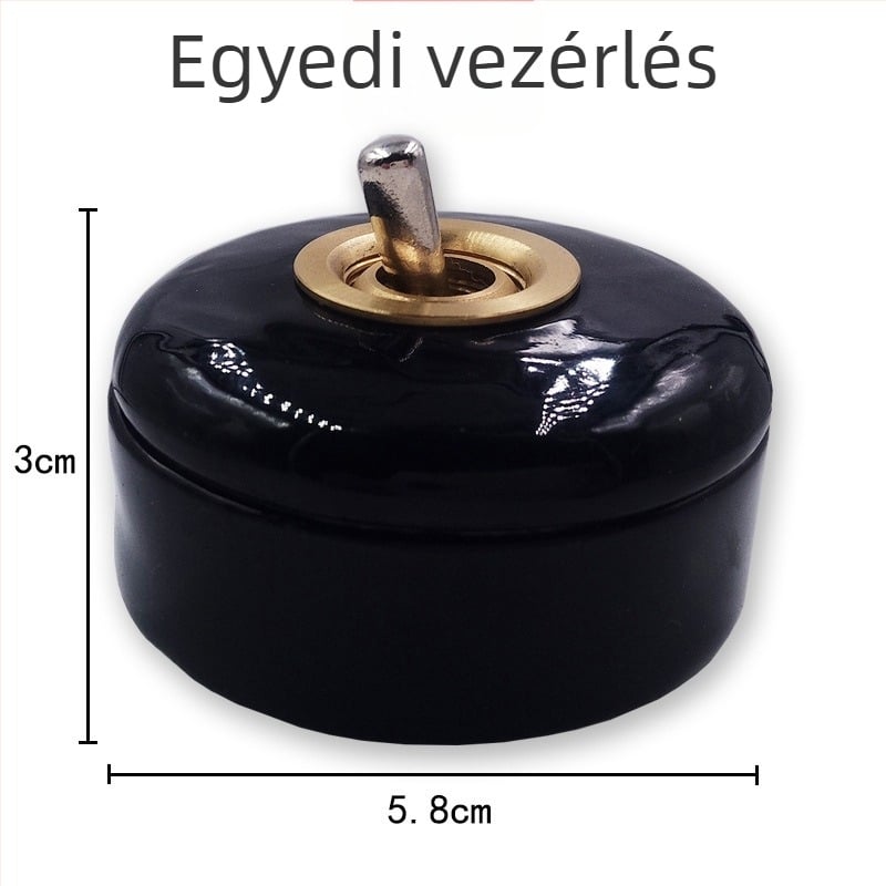 Kerámia retro kézi kapcsoló, felületszerelésű, kör alakú, egypólusú/kétspólusú vezérlés