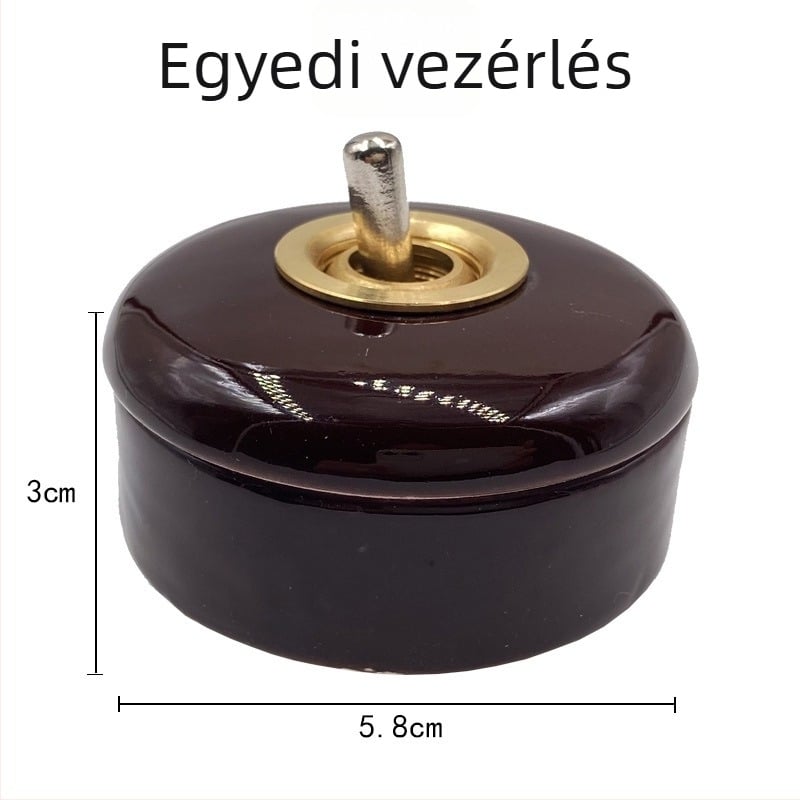 Kerámia retro kézi kapcsoló, felületszerelésű, kör alakú, egypólusú/kétspólusú vezérlés
