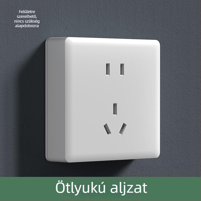 Felszínre szerelt falikapcsoló és konnektor panel, 86-os típusú nagy panel, ötlyukas és háromlyukas konnektor, 16 A, háztartási használatra