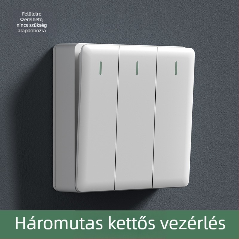 Felszínre szerelt falikapcsoló és konnektor panel, 86-os típusú nagy panel, ötlyukas és háromlyukas konnektor, 16 A, háztartási használatra